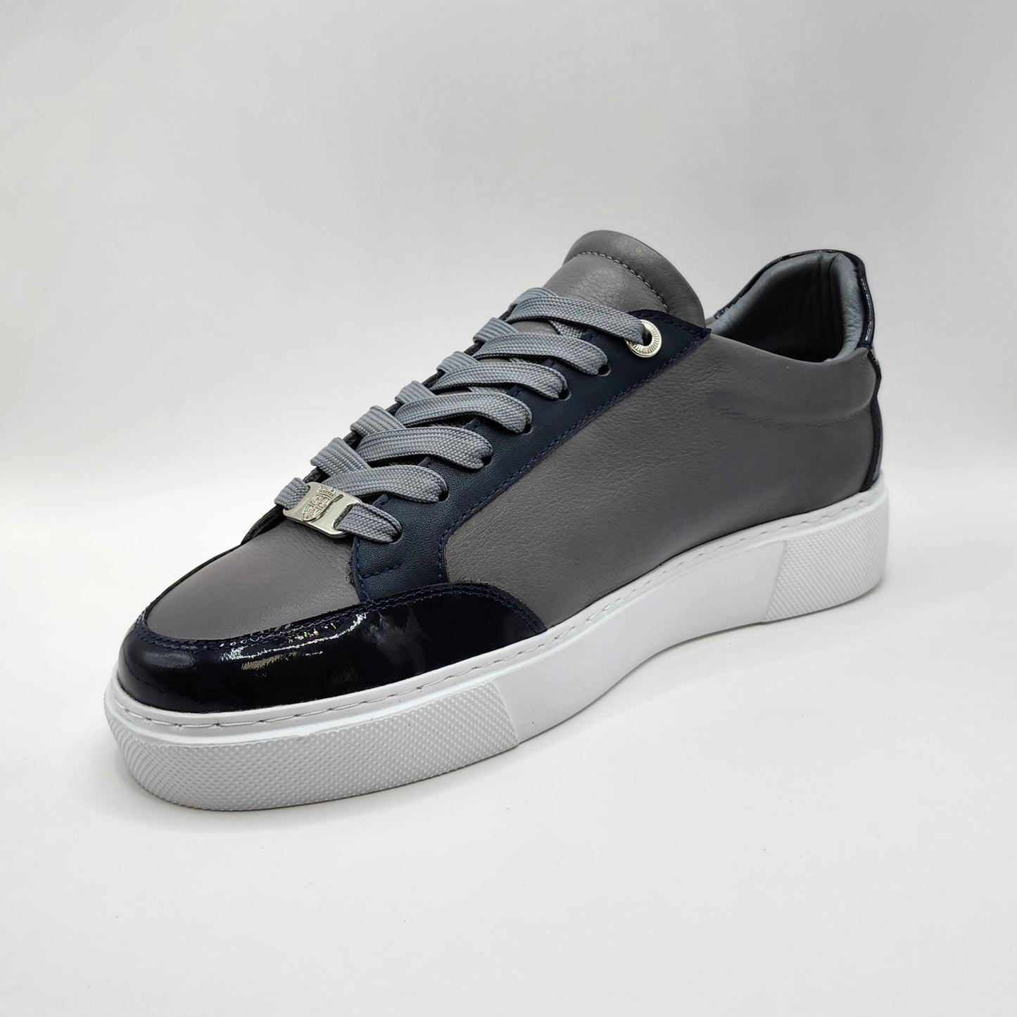 Grey & glossy blue sneakers