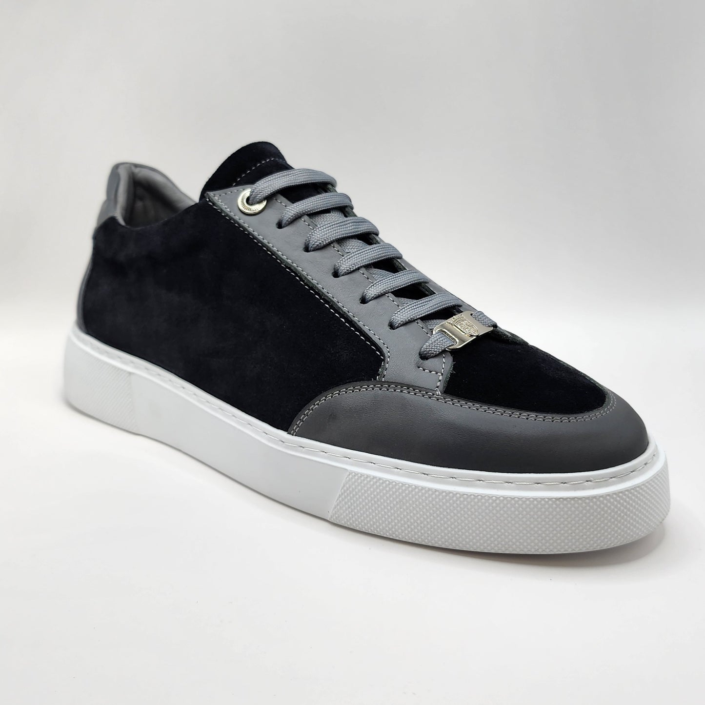 Dark blue suede & Grey leather