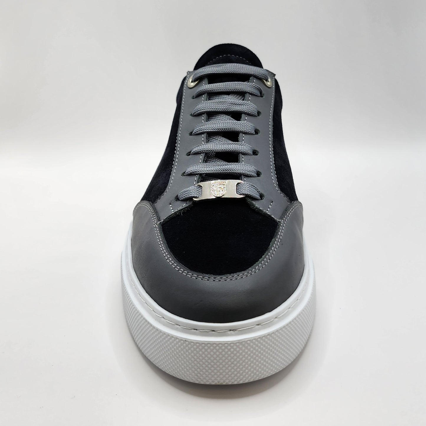 Dark blue suede & Grey leather