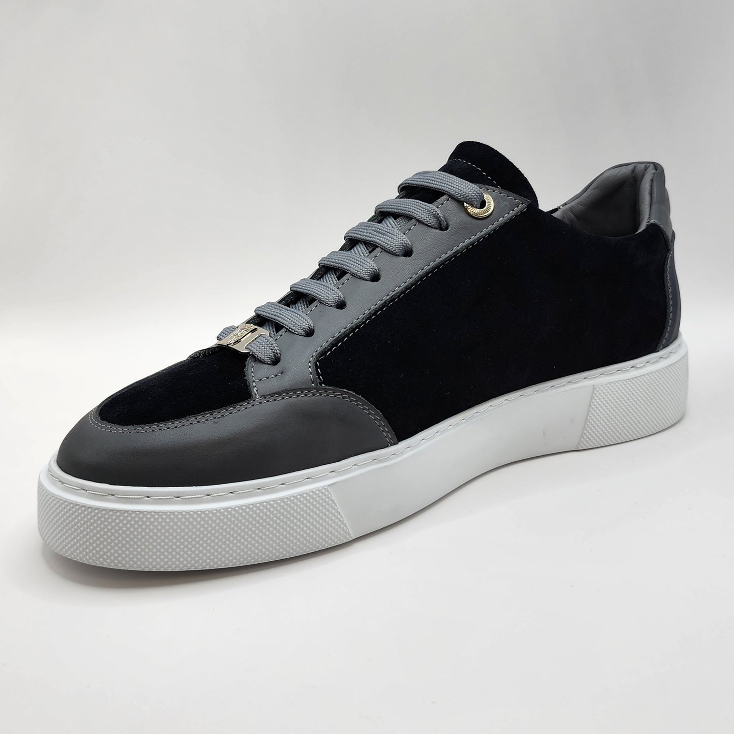 Dark blue suede & Grey leather