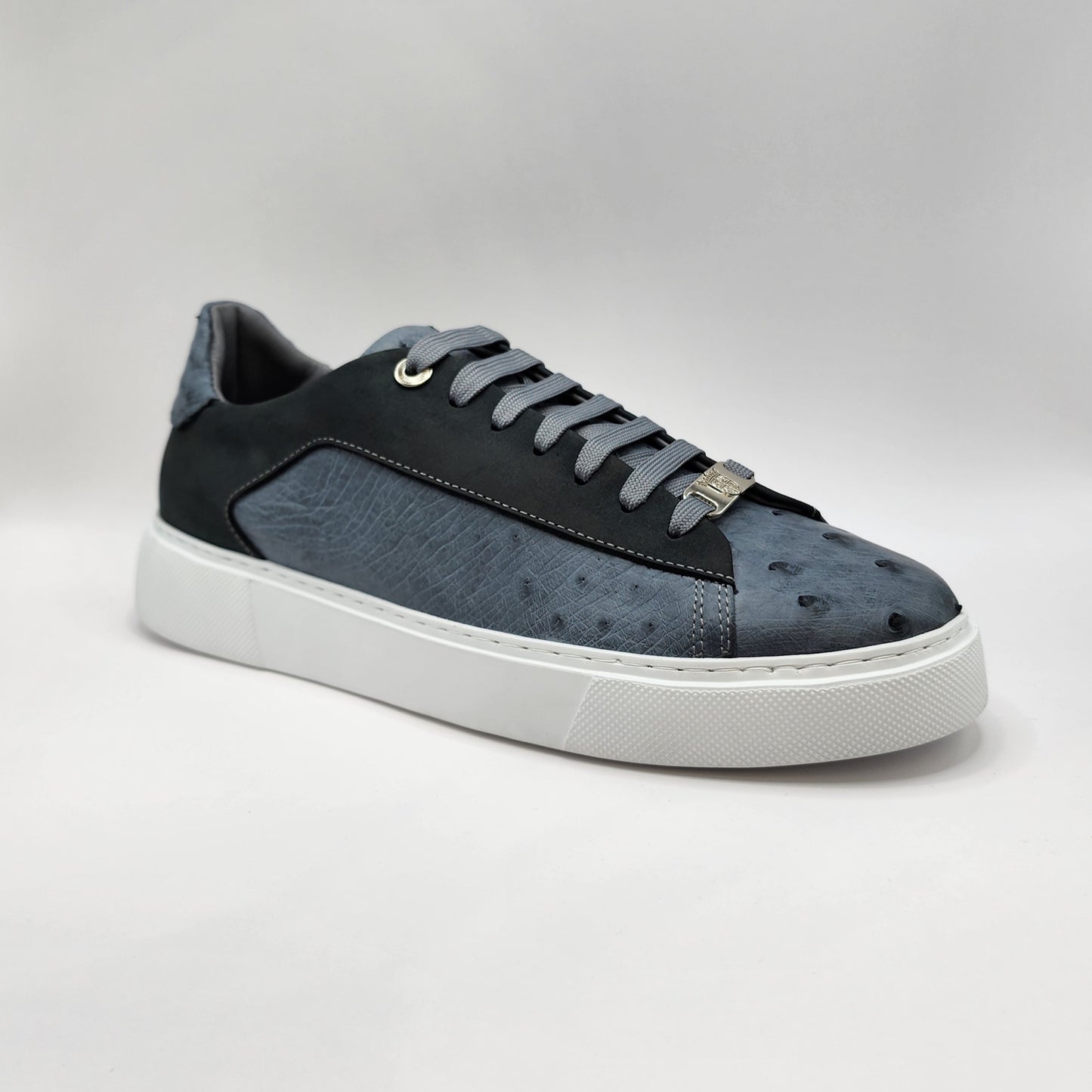 Grey ostrich leather sneakers
