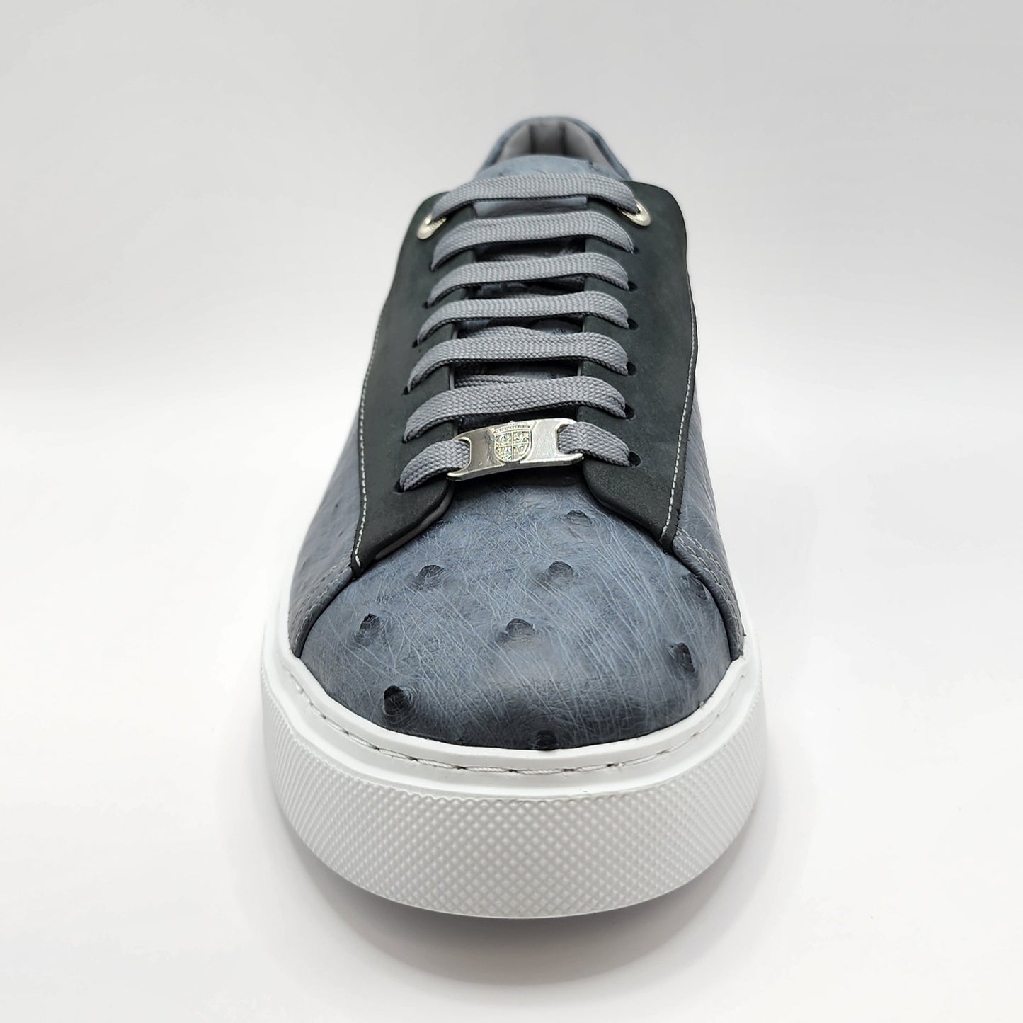Grey ostrich leather sneakers