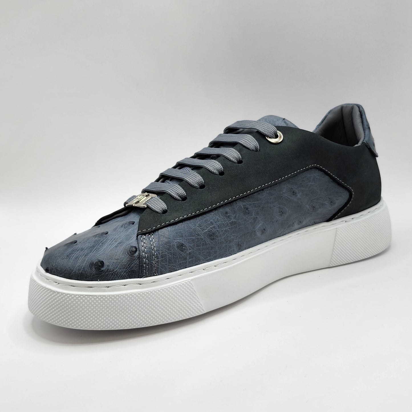 Grey ostrich leather sneakers