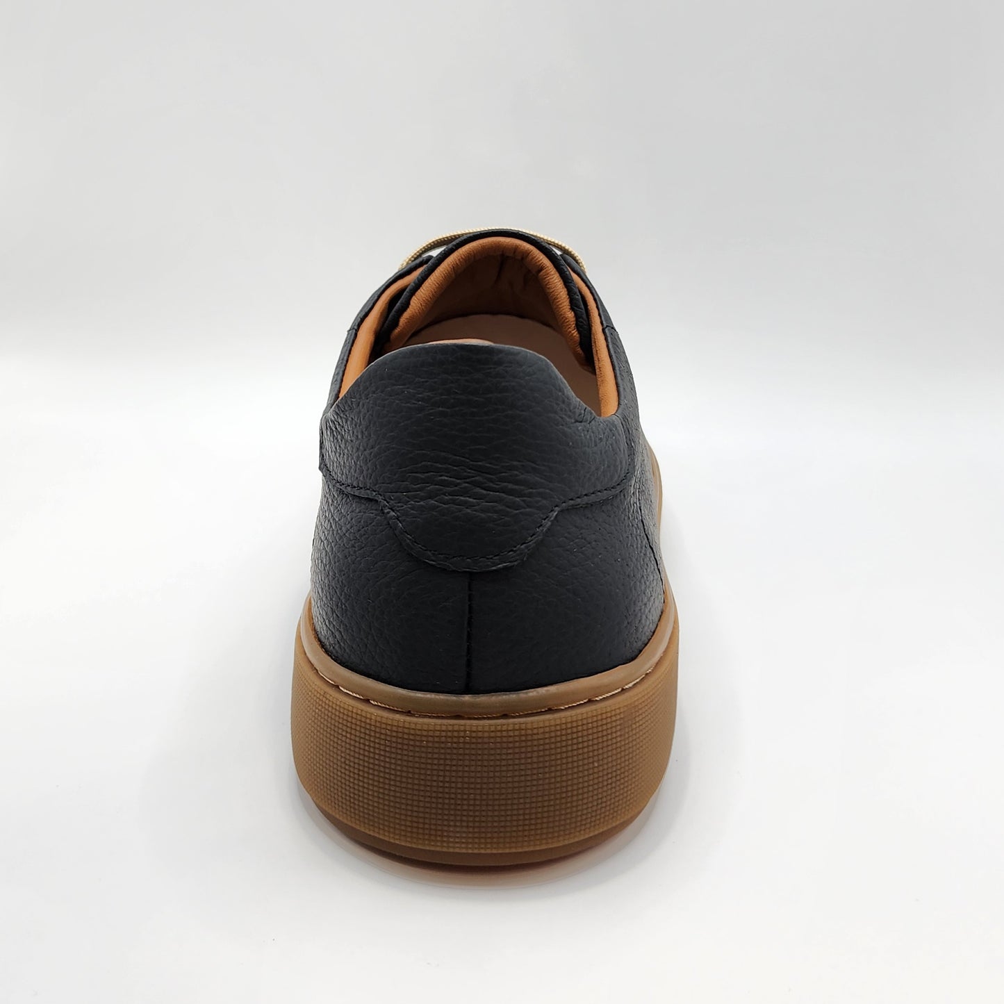 Black leather with brown soles sneakers