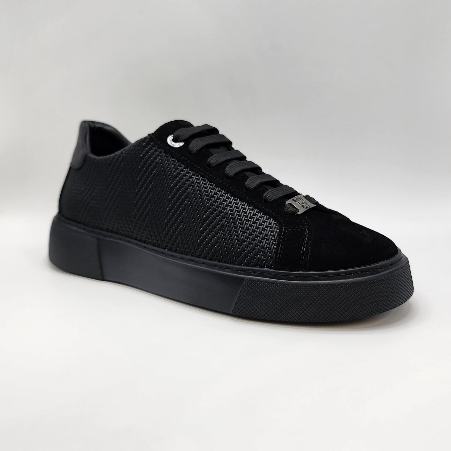 Black suede and leather sneakers