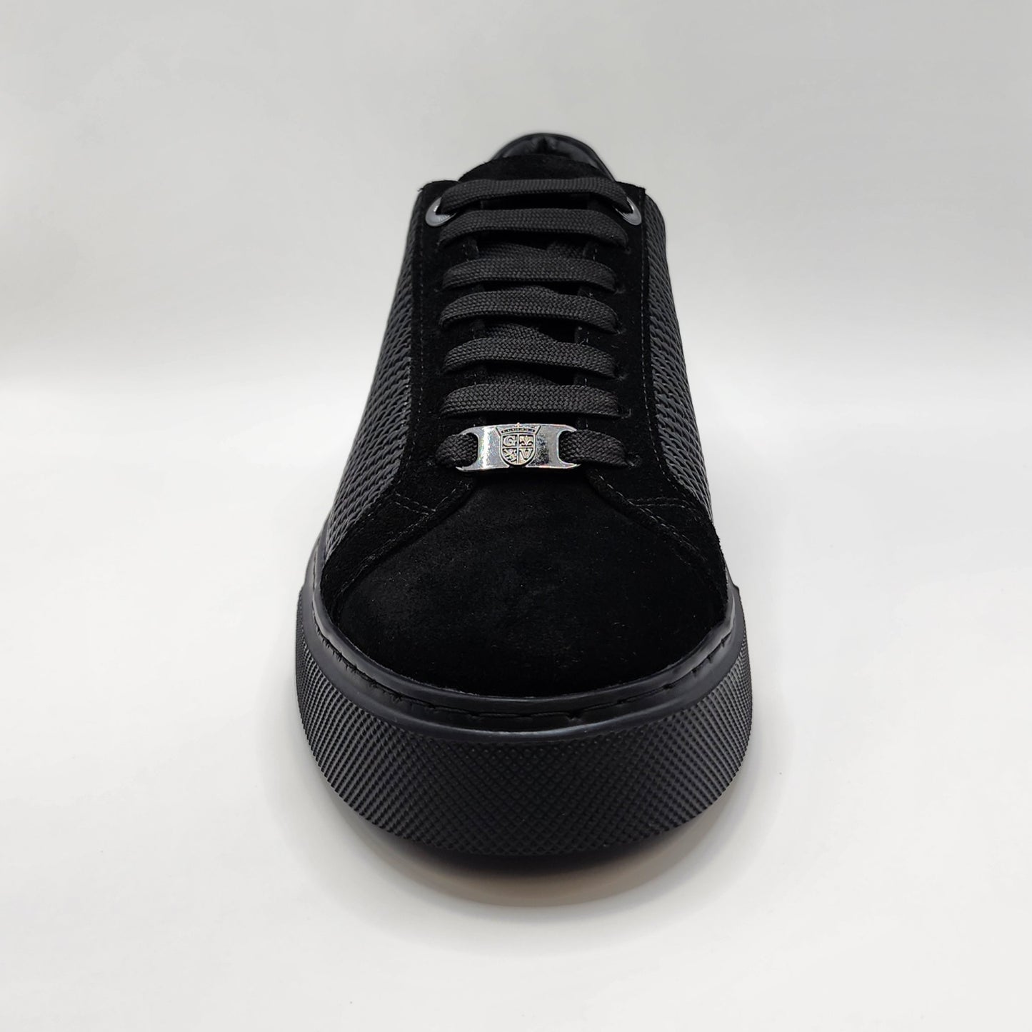 Black suede and leather sneakers