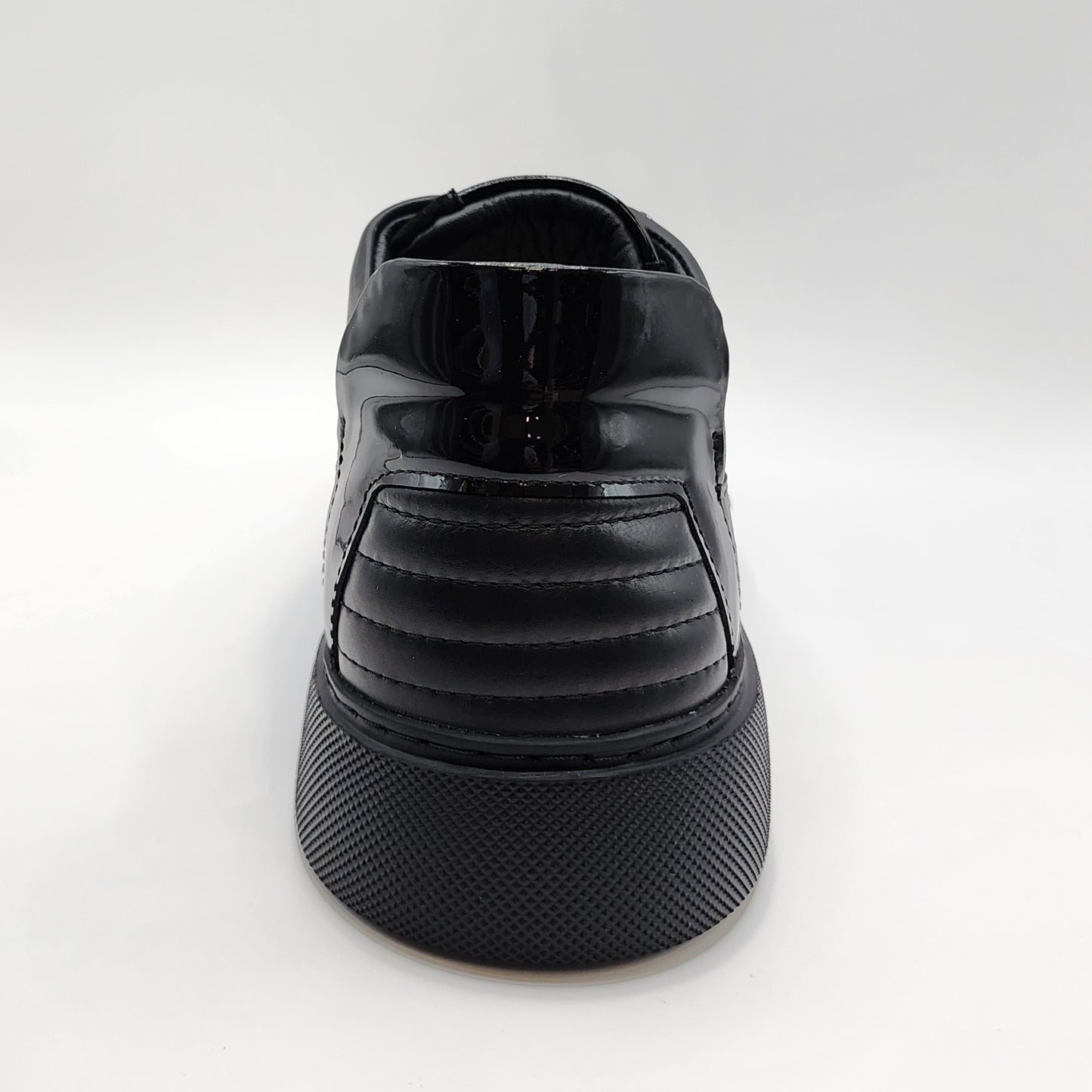 Black leather and suede sneakers