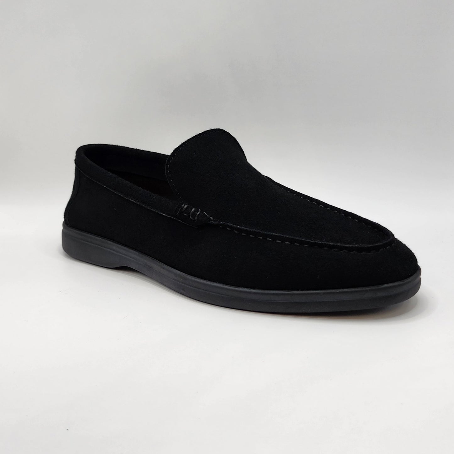 Black suede loafers,black outsoles