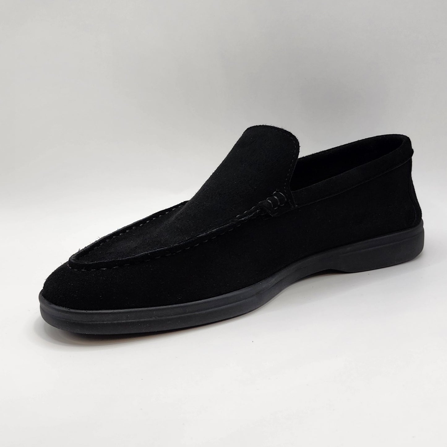 Black suede loafers,black outsoles