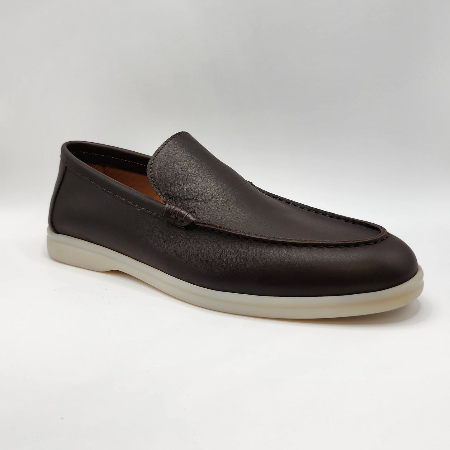 Brown leather loafers