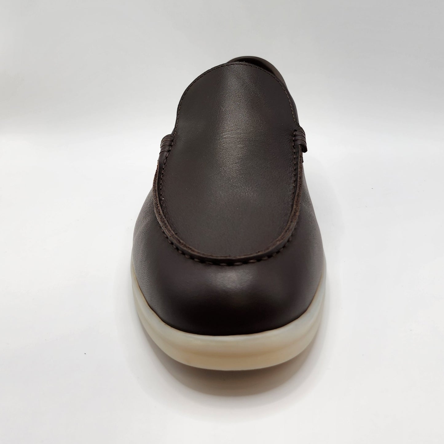 Brown leather loafers