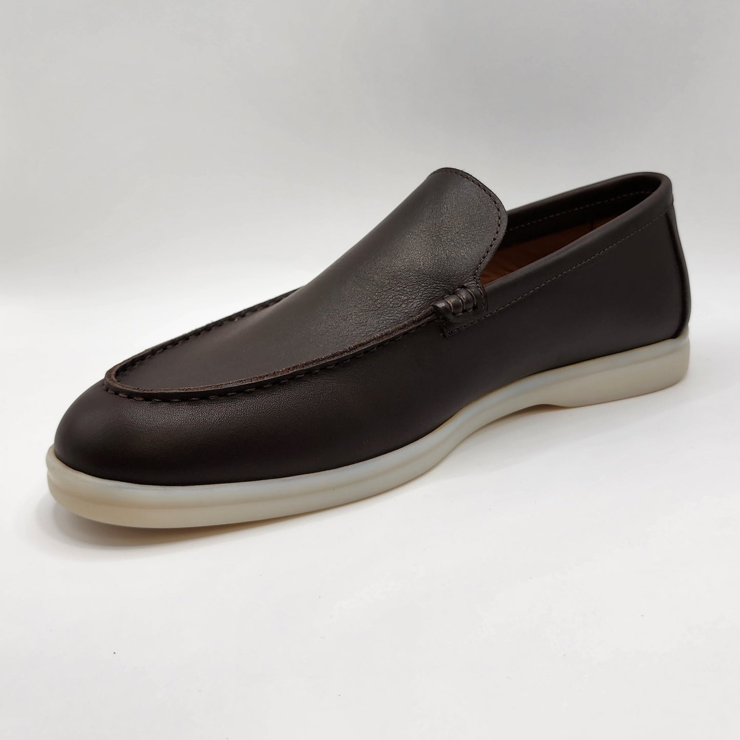 Brown leather loafers