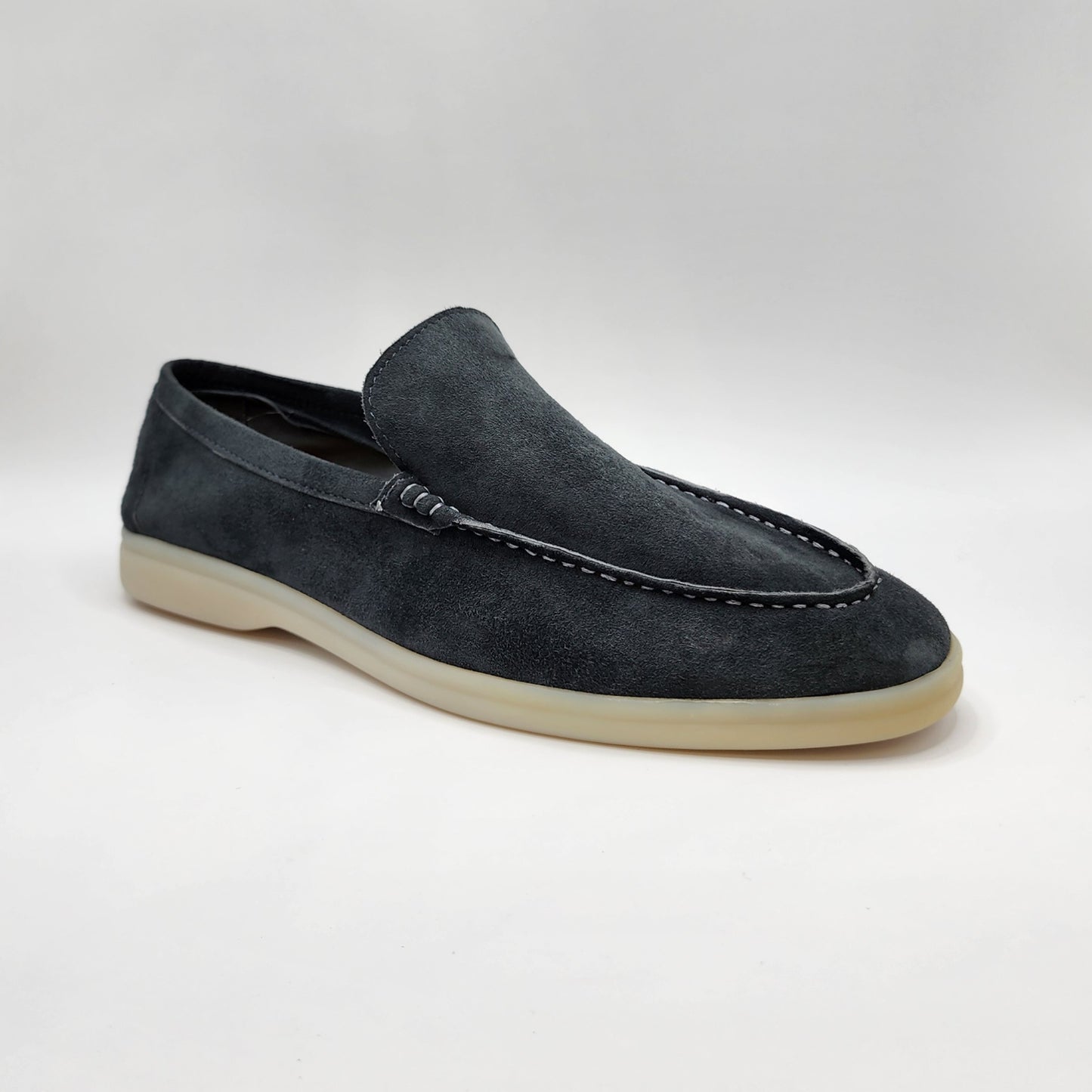 Grey suede loafers