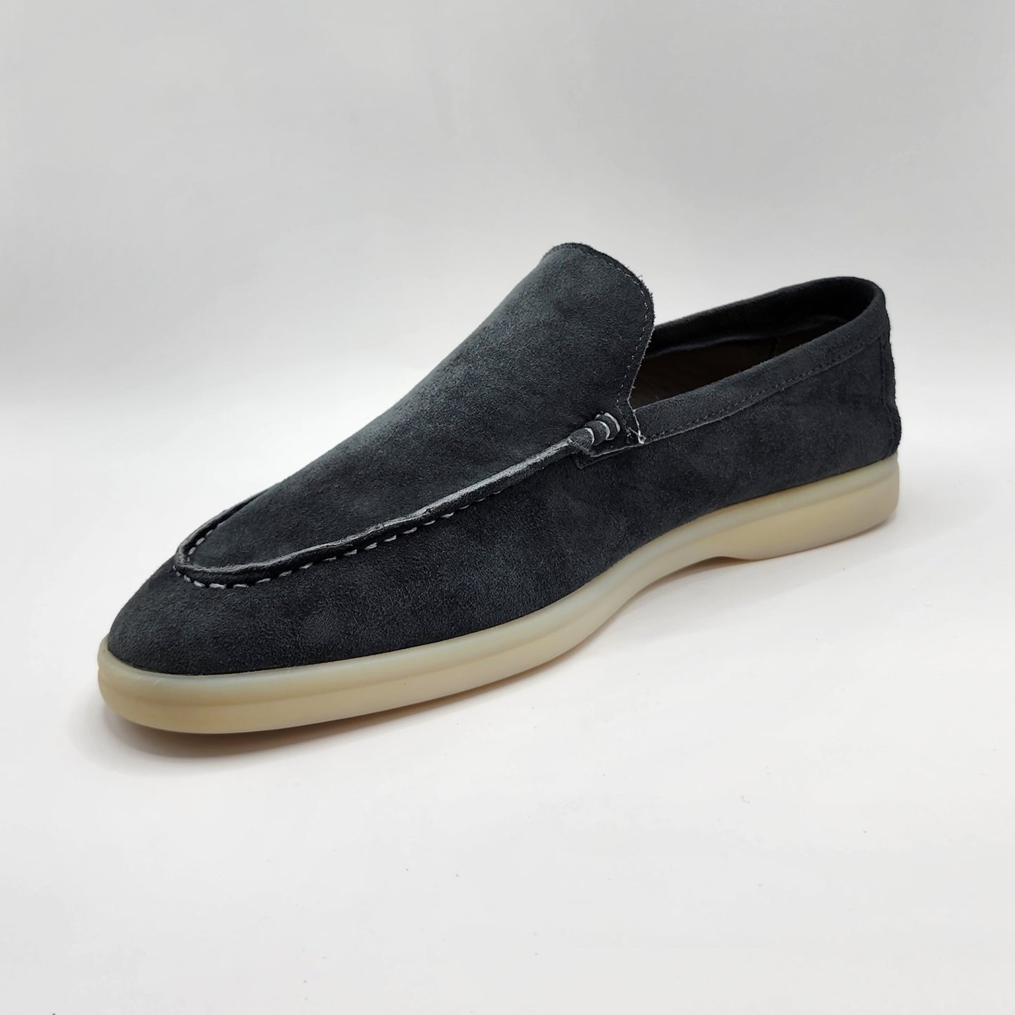 Grey suede loafers