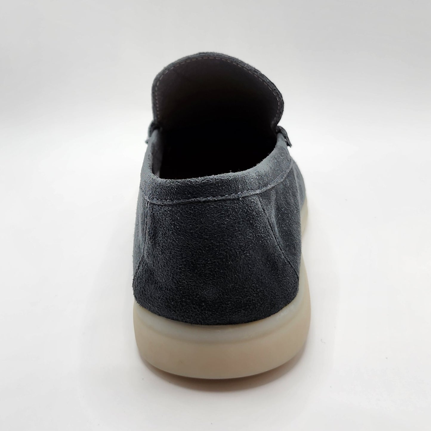 Grey suede loafers