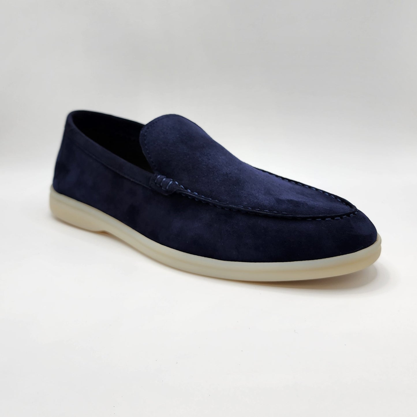 Navy suede loafers