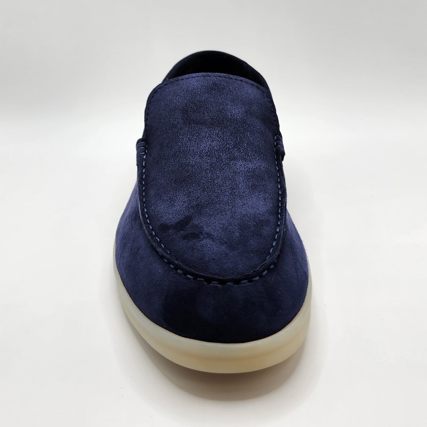 Navy suede loafers