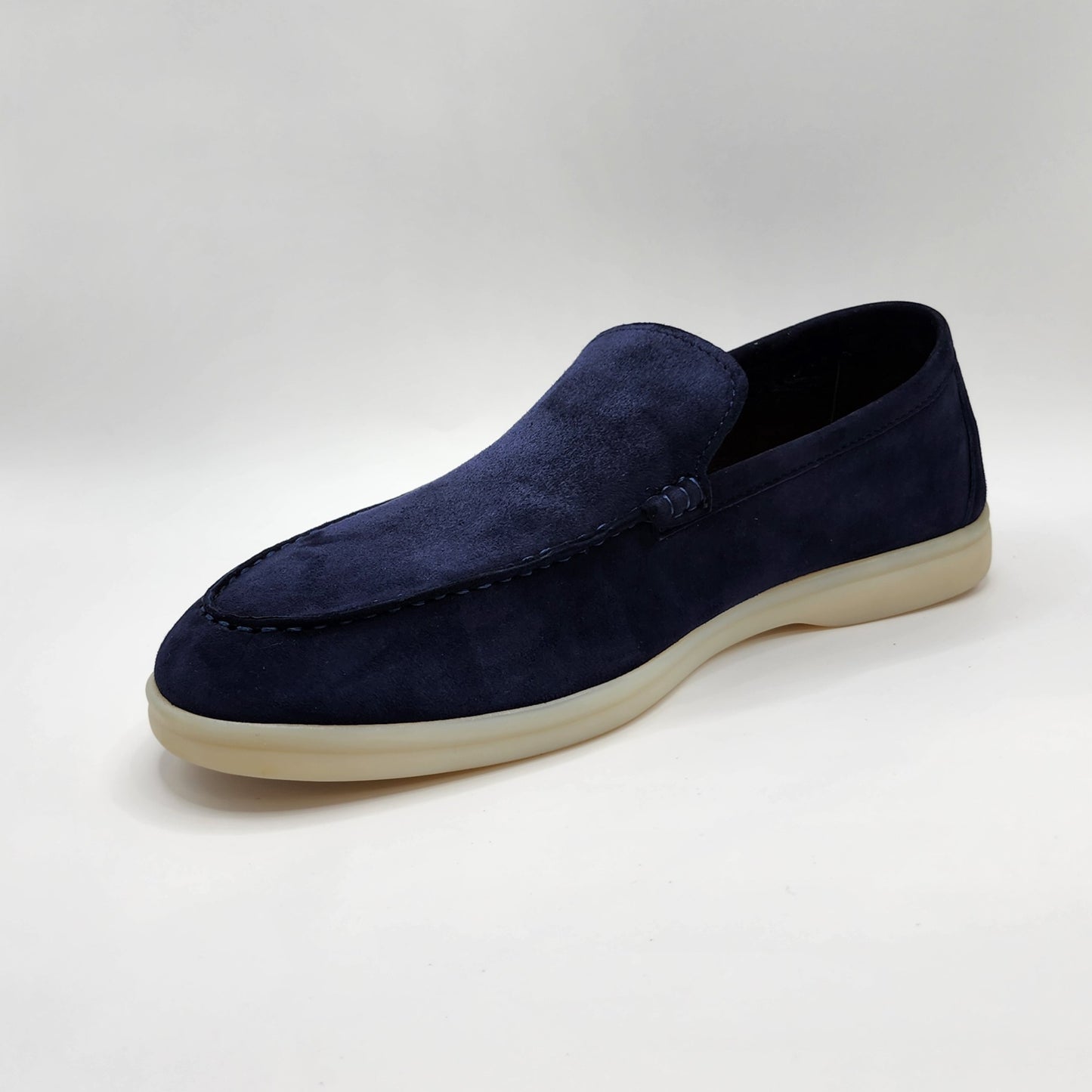 Navy suede loafers