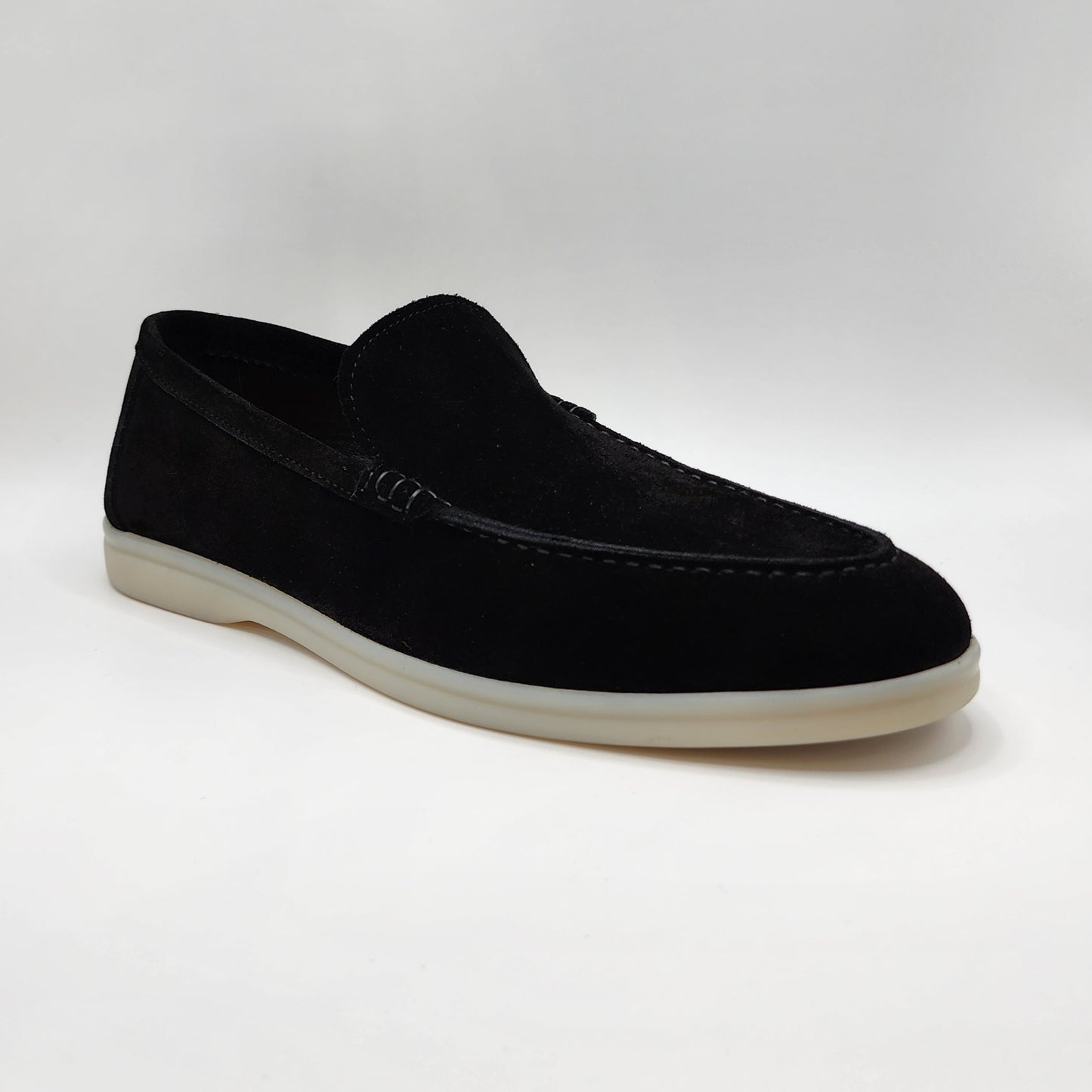 Black suede loafers