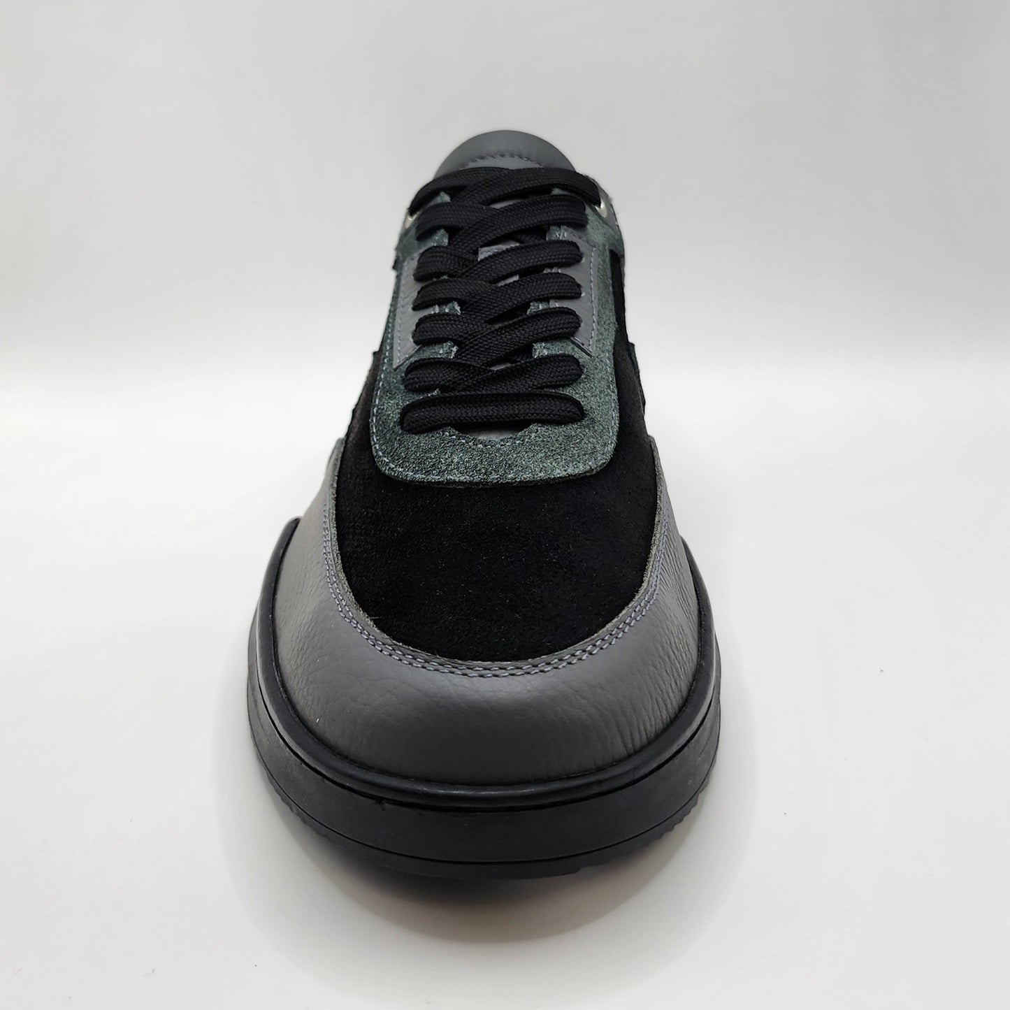 Grey leather & black suede