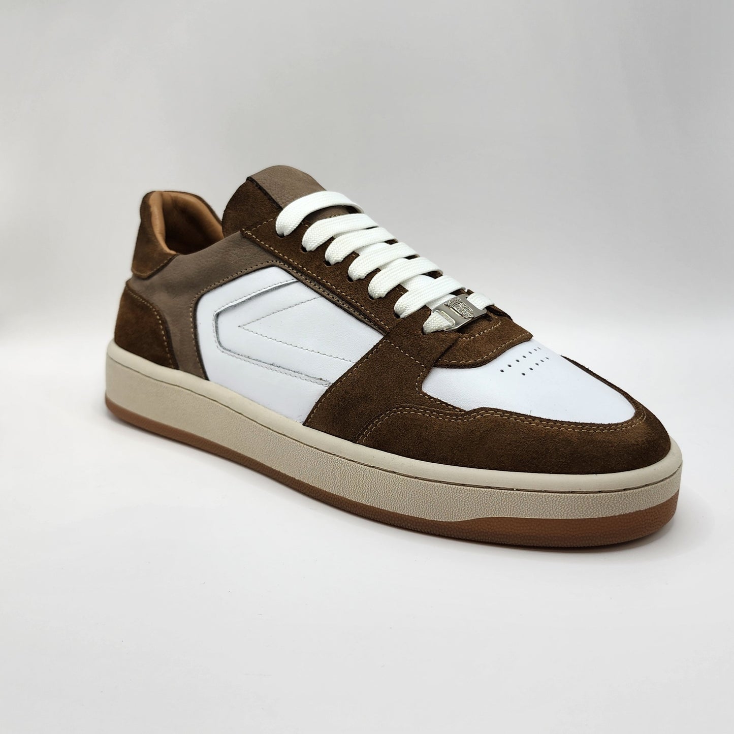 Cream suede & white leather