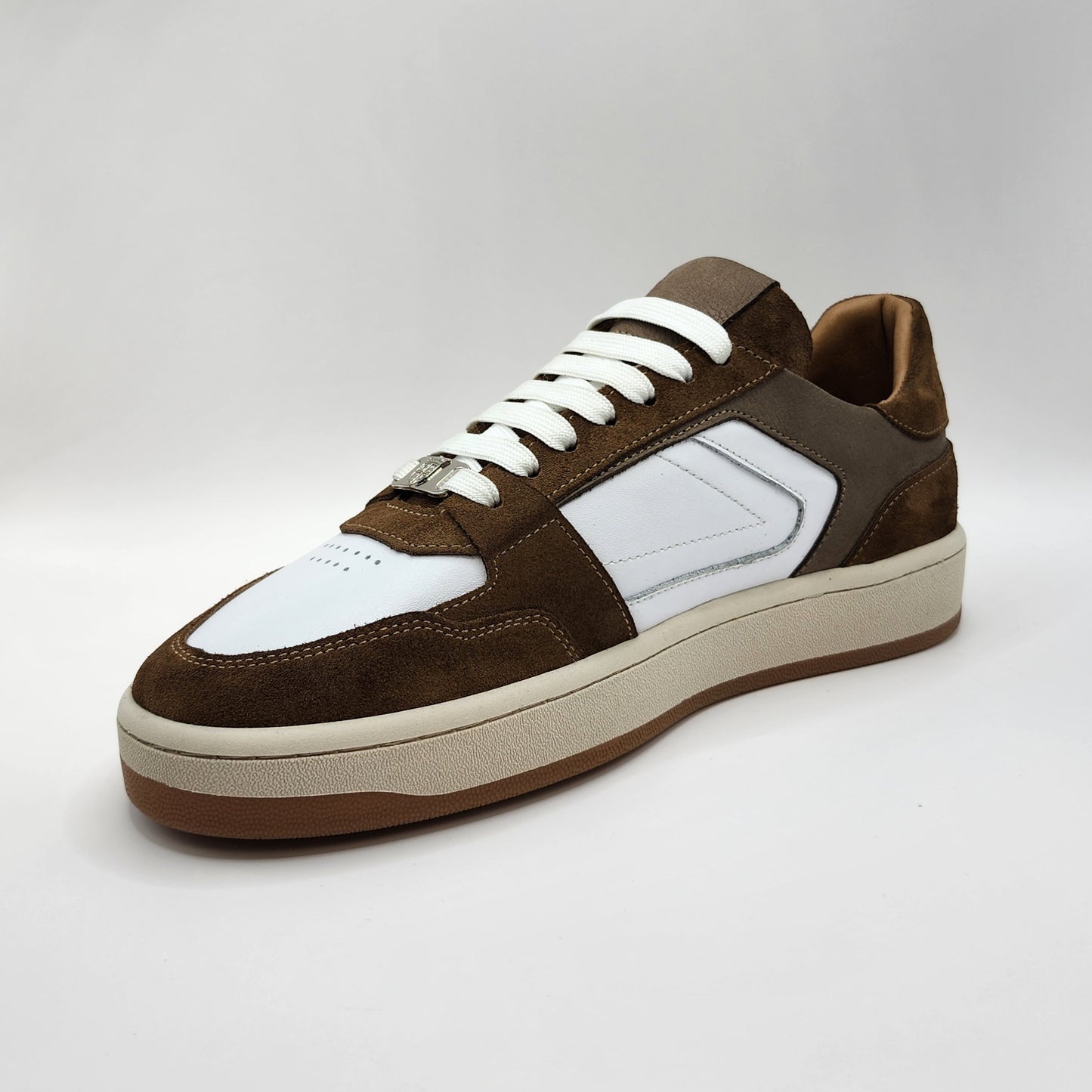 Cream suede & white leather