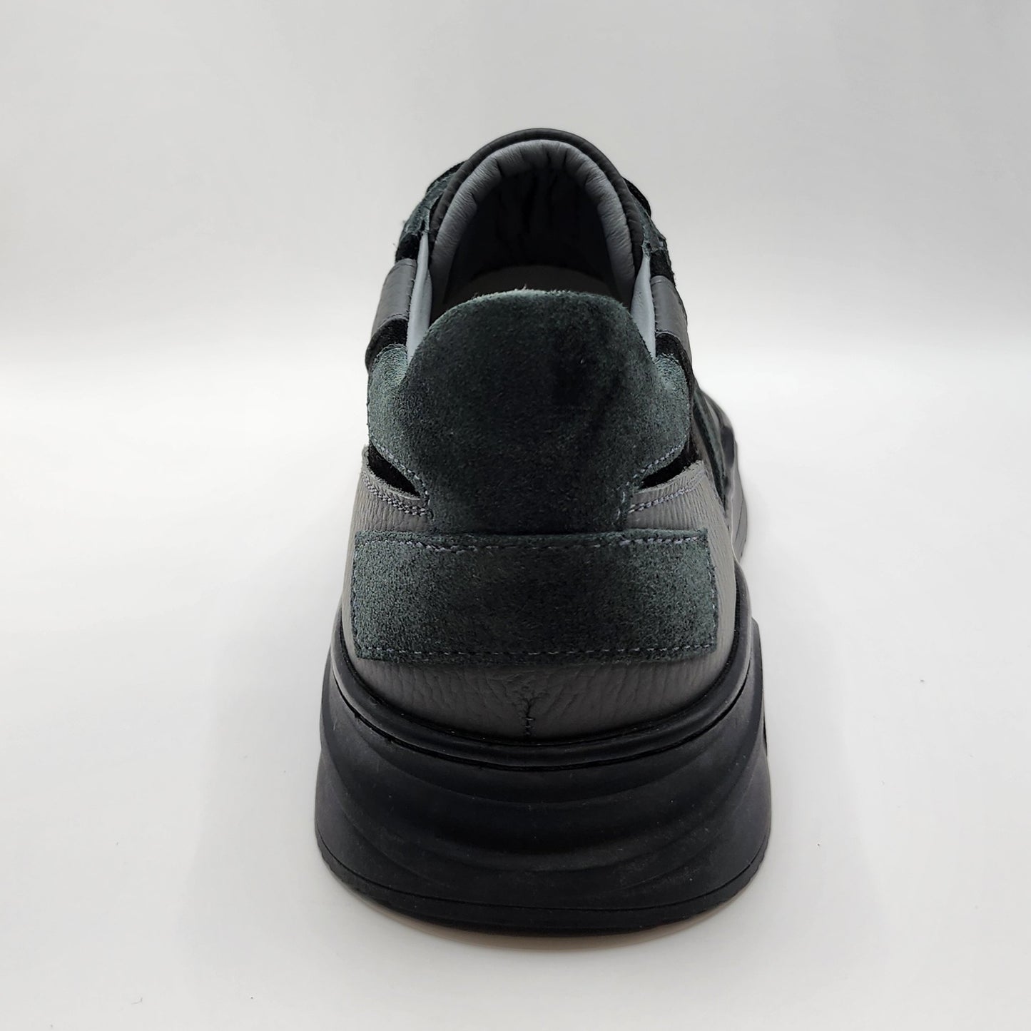 Grey leather & black suede