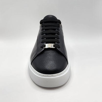Black leather white soles
