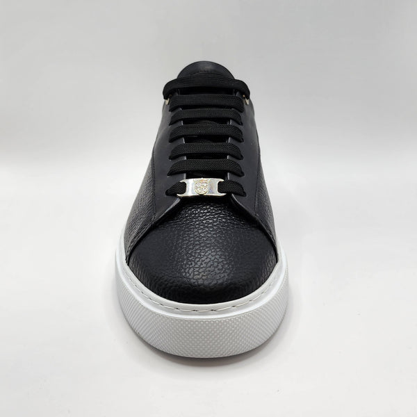 Black leather white soles