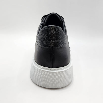 Black leather white soles