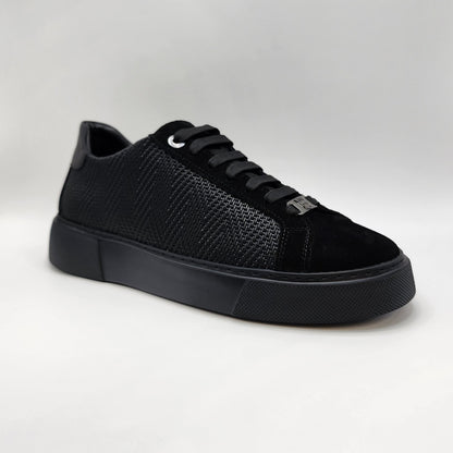 Black suede and leather sneakers