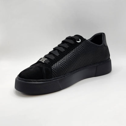 Black suede and leather sneakers