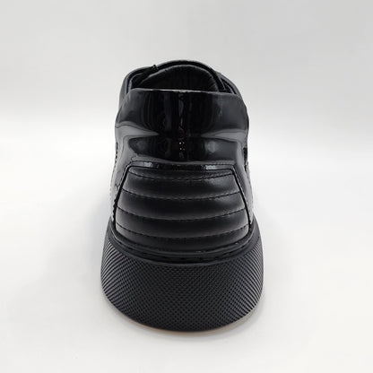 Black leather and suede sneakers