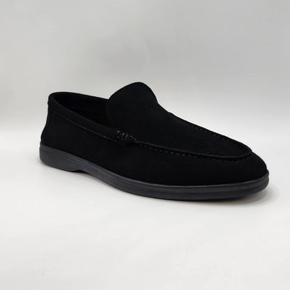 Black suede loafers,black outsoles