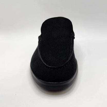 Black suede loafers,black outsoles