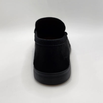 Black suede loafers,black outsoles