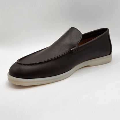 Brown leather loafers