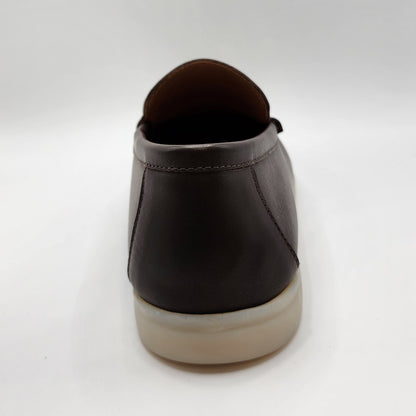 Brown leather loafers