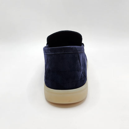 Navy suede loafers