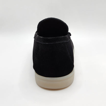 Black suede loafers