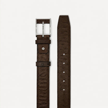 Ostrich Leather Belt – Dark Brown