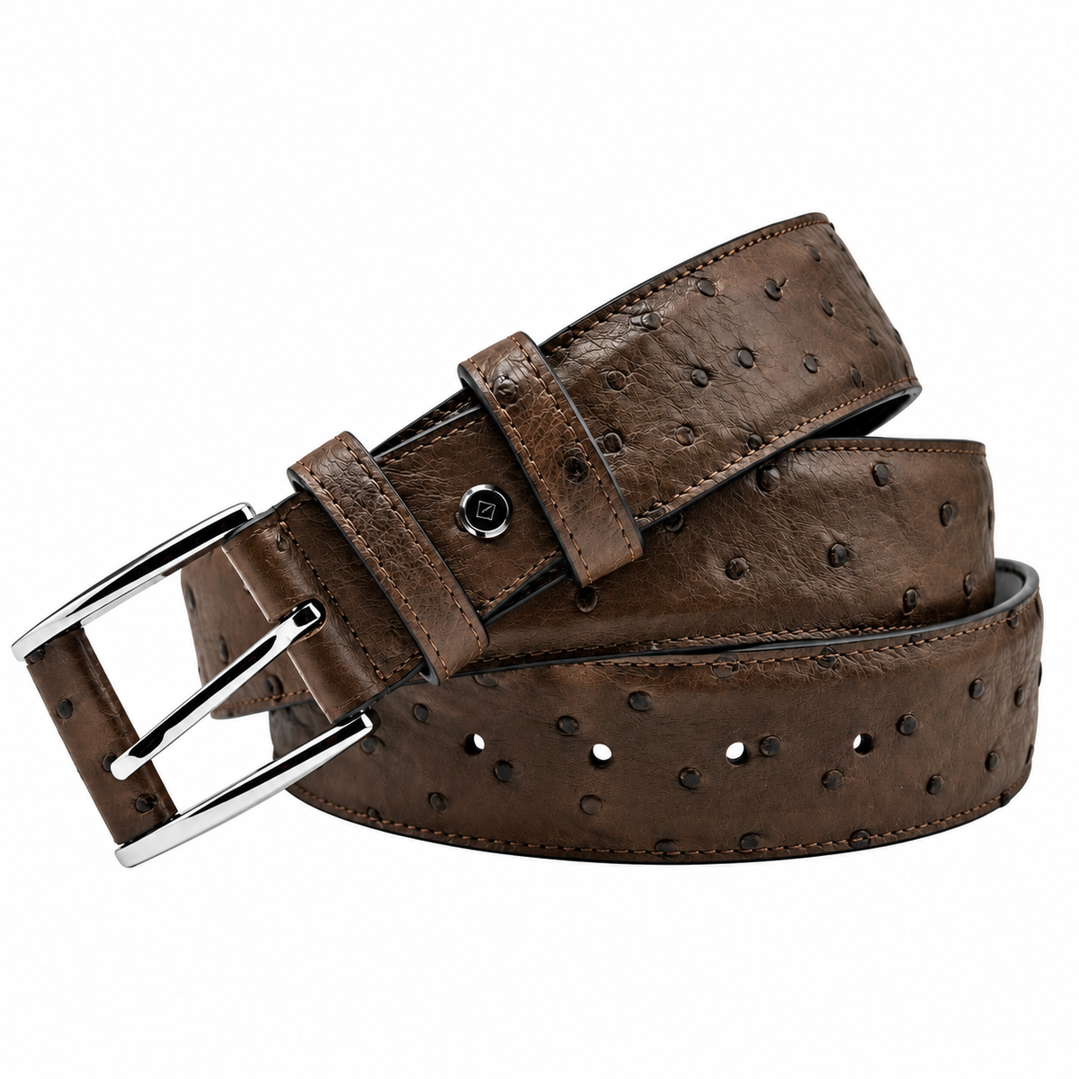 Ostrich Leather Belt – Dark Brown