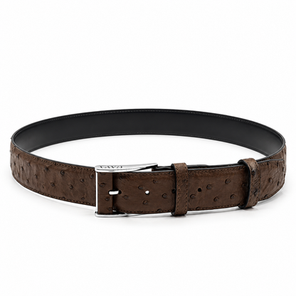 Ostrich Leather Belt – Dark Brown