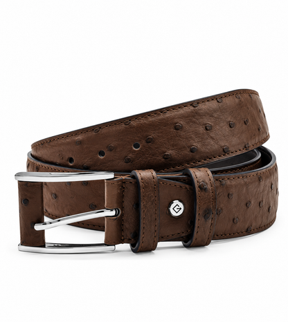 Ostrich Leather Belt – Dark Brown